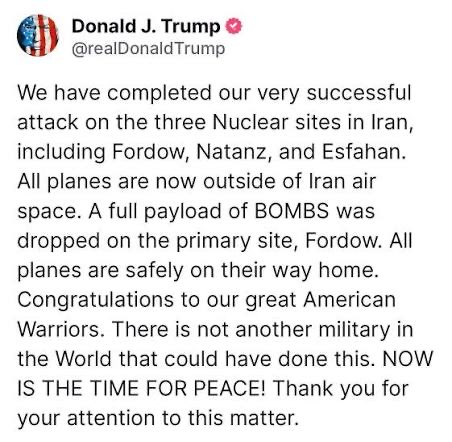 NCBodyCam's tweet photo. @TheHund3 @SStricklandMMA we already “obliterated”, as trump put it, iran’s nuclear facilities. Rubio admitted we attacked this time because we knew israel was going to and iran would retaliate against us. https://t.co/l7evYoxVTX