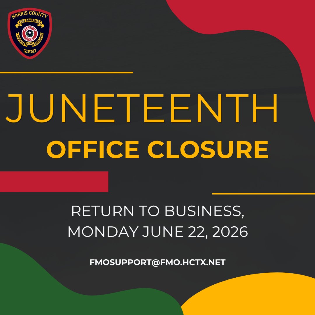 hcfmo's tweet photo. HCFMO will be closed Friday June 19th, and will resume office hours on Monday June 22nd! https://t.co/I723xCTDBg