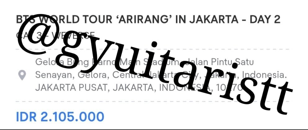 gyuitaristt's tweet photo. Wts want to sell tiket Bts Arirang

- day 2, cat 3 presale 1 tix
- 2.9 net, udah inc. fee jastip &amp; rent membership
- tuker tiket bareng, gaperlu surat kuasa
- more details dm

Mt after dm

#wts #BTS_ARİRANG https://t.co/XLdQjkYdNj