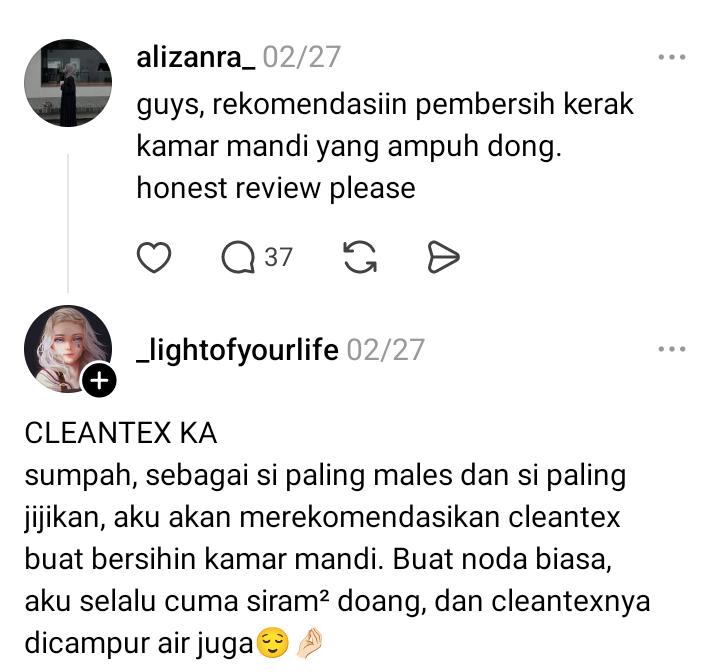 DIb8JYma6k's tweet photo. TOP kakk, cleantex emang seampuh itu buat bersihin kamar mandi. Kerak-kerak kuning yang nempel juga ilang pokoknya bnran bikin kinclong kamar mandii 😭😭👍 https://t.co/MZbNa9THSl
