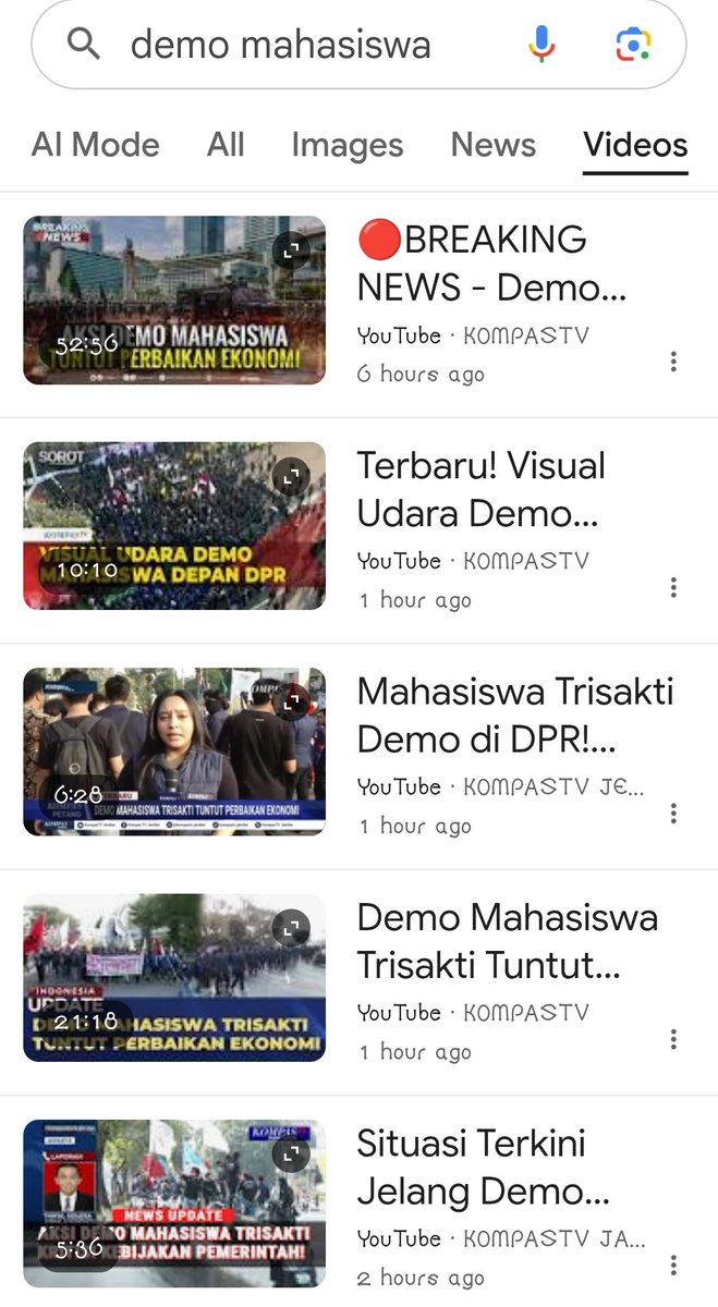 Jelli_cent's tweet photo. Coba ketik demo mahasiswa..
Hanya KompasTV yg keluar di daftar..

Ntah krn sering melihat video dr situ ato memang hanya KompasTV yg meliput.
Sementara TVRI? Jangan harap 😒

Terimakasih @KompasTV 💪🏻🔥
Tetap netral & tidak bisa dibeli.
Smoga.. Amin.

Stay safe adek2 mahasiswa.
Saling jaga. Jangan terprovokasi 🙏🏻