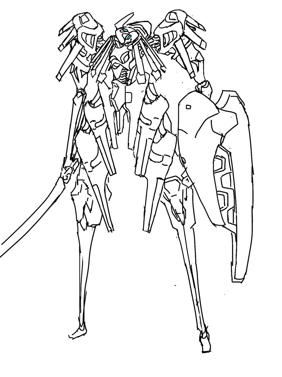 y09RnbtJ3njxWd8's tweet photo. 騎士ロボ。騎士らしく剣と盾持たせた。デザインはこれで行こう https://t.co/Gi5ZFWnXdi