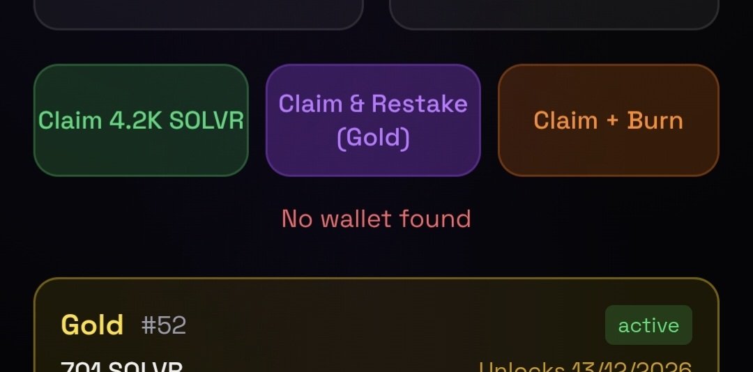 samswhite's tweet photo. @solvrbot hi am reaching out for help if possible. The past few days I am unable to claim and stake my SOLVR. Nothing has changed otherwise. I have dropped a screenshot just in case any help can be given. Thank you. https://t.co/Fp97Fg3W5I