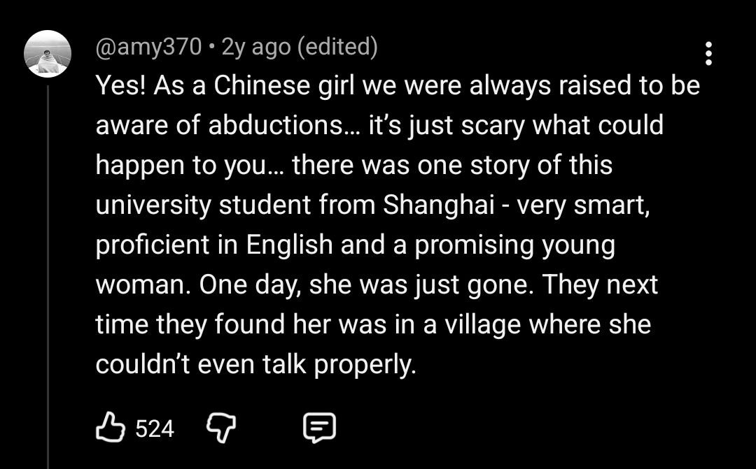 real_insight_1's tweet photo. 🚨🚨🚨 IN RURAL CHINA THEY BUY MENTALLY DISABLED WOMEN AS WIVES AND KEEP THEM CHAINED UP AS SEX SLAVES. READ THE INCIDENT BELOW 🚨🚨🚨

This happened during Beijing Winter Olympics. A vlogger visited a man referred to as Mr. D, who had gained internet fame as a "father of eight" living in poverty. While filming the premises, the vlogger discovered a woman, later identified as Xiaohuamei, living barefoot in a filthy, freezing shed with a metal chain locked around her neck. She appeared malnourished, disoriented, and was being fed in a dog bowl. Mr. D claimed he chained her to protect his family because she was "mentally ill" and violent.

After investigation she was identified as Xiao Huamei. Basically what happened was that her parents got divorced and Xiao Huamei moved to a new City with her Mom. At the age of 17 she was a physically and mentally healthy young girl. She marries at 17 years age and that marriage lasts only 2 years. After she divorces her husband and goes back to live with her Mom, she has become mentally disabled, unable to speak properly. She was suffering from multiple mental illnesses. 

So her neighbour Sang tell Xiao Huamei's Mom that she should get her married again. So Xiao Huamei is taken away for marriage but in reality Sang was a human trafficker and 21 year old Xiao Huamei got sold to a man in a local village for $620. This is the FIRST time she's sold. 

After 4 months Xiao Huamei ran away from that place and travelled 400 miles away to a different province. There an old couple takes her in, they were a restaurant owner. For a month Xiao Huamei lived there comfortably, helping around chores but then the old couple sold Xiao Huamei to the migrant workers in a near construction site. This is the SECOND time she's sold. 

So the construction workers bought her and took her to their home town. There in that village the migrant workers sold her to a man in the name of marriage. She then gives birth to a boy and gets a IUD device was inserted in her ovary to prevent more pregnancy as China had 1 child policy that time. Still after 10 years her IUD device was ineffective and she gave birth more from the time she was 34 yrs to 43 yrs old. Longest gap between her pregnancies was 14 months. 

Xiao Huamei's marriage registration was investigated. The thing is that the marriage registration office didn't ask for her ID because they knew that Xiao Huamei was trafficked, she was a purchased woman. Even villagers never reported because it was normal for them to see purchased women trafficked in villages. Its very normal to buy wives in China.

Just in this province since 1986 close to 50,000 women have been sold and bought by traffickers.

There's a saying "In villages women are sold like pigs and dogs because they save the village." 

In China kidnapping a woman or kid gets you max 10 years of imprisonment and buying an kidnapped woman or kid gets you max 3 years of jail time or public service. So punishment kidnapped woman or kid is very light. 🚨🚨

Credit: This post was written by @rxtex1 Thank you for the research.