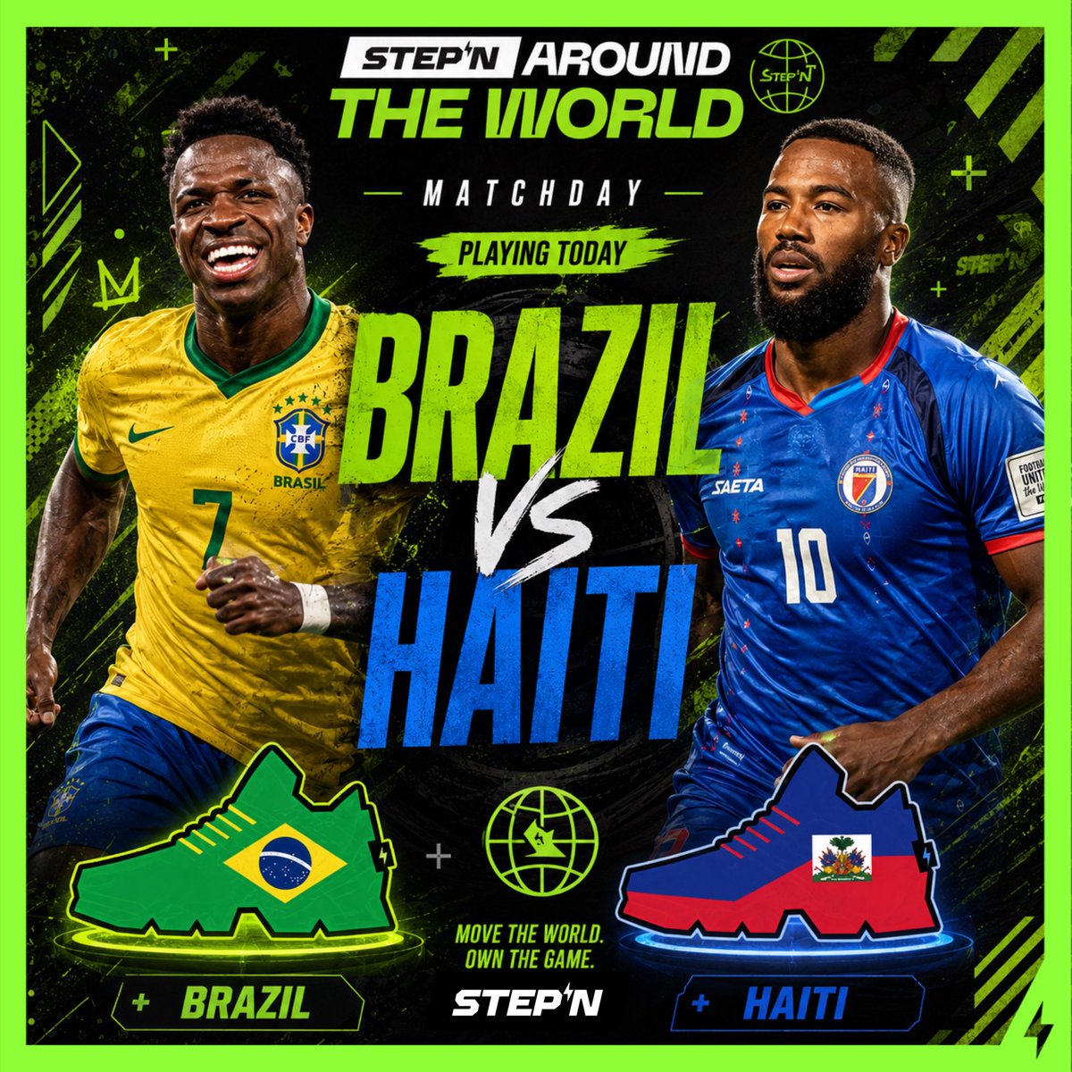 bruna_uchoa's tweet photo. 🇧🇷 Group C is on fire today! 🔥

It’s matchday in STEPN Around The World 2026, and all eyes are on Brazil vs Haiti and Morocco vs Scotland. ⚽🌍

Brazil enters the pitch with energy, passion, and big expectations.
Haiti will fight hard, while Morocco and Scotland also have a huge battle ahead in the same group.

From a Country Skin Strategy perspective, every match matters. Every result can shape the road to the Top 8 and make these skins even more exciting to collect. 👟🏆

Today, I’m backing Brazil all the way.
Let’s move, collect, and cheer for the Seleção! 💚💛

Go Brazil! 🇧🇷

@Stepnofficial