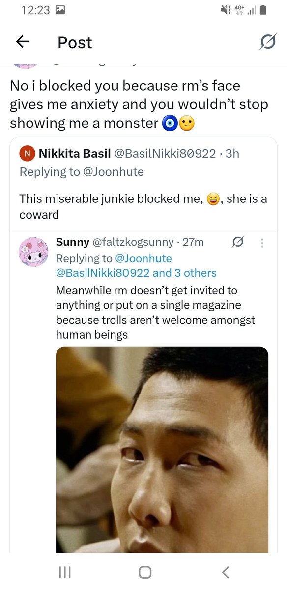 BasilNikki80922's tweet photo. @Rkivejoonieboo When you have zero talent the least you can do is to offer your humbleness to the ones you are learning from, this junkie below blocked me because she is a coward 😆, RM is the boss, flawlessly stunning, a complete package beauty and brain, take your pills and chill junkie 😆 https://t.co/lge15VIuav