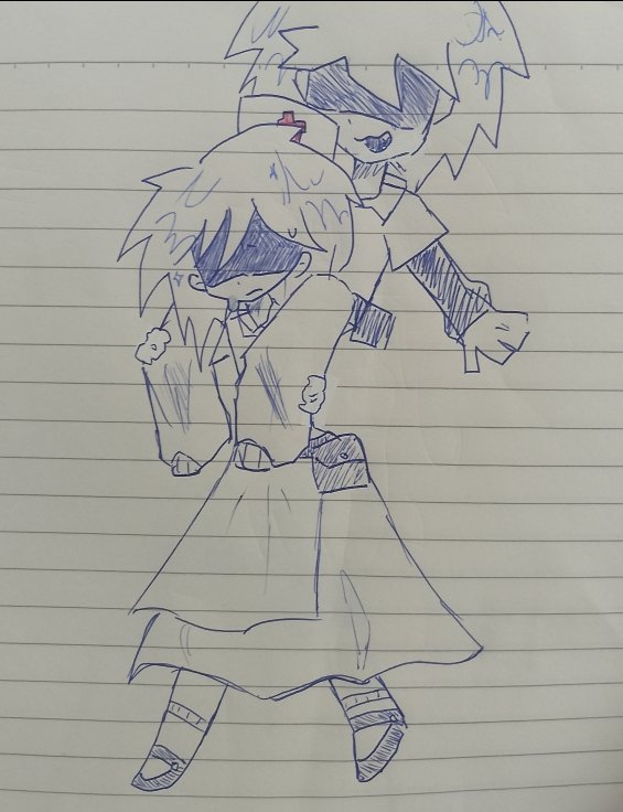 TNeinhad25620's tweet photo. I apologize, but I drew Taree and Teal riding on each other's shoulders with Teal riding on Taree's shoulders.@BlueWing_77 (Taree my oc) https://t.co/R4a4boYeMv