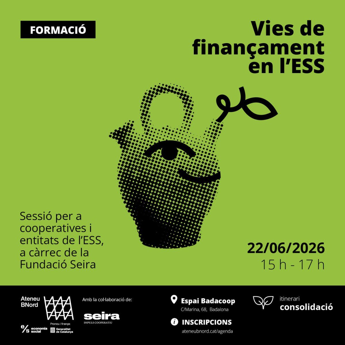 AteneuBNord's tweet photo. 🐖 FINANÇAMENT

🗣 Cooperatives i entitats de l'ESS, no us perdeu la formació sobre "Vies de finançament" dilluns vinent a Badacoop!

Encara us hi podeu inscriure: 
https://t.co/NaAicKwpgz

🍃 Una oportunitat per no deixar escapar! https://t.co/ChhKrQLKLv