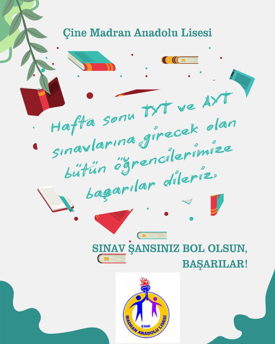 MadranAL_09's tweet photo. Sevgili Öğrencilerimiz,

Uzun ve yoğun bir hazırlık sürecinin ardından TYT ve AYT sınavlarına giriyorsunuz. Bu süreçte gösterdiğiniz emek, azim ve kararlılık her türlü takdiri hak etmektedir.

Sınav esnasında sakin olun, kendinize güvenin ve bildiklerinizi en iyi şekilde yansıtmaya odaklanın.

 Unutmayın ki başarı; yalnızca sonuçla değil, hedefleriniz doğrultusunda gösterdiğiniz çaba ve gayretle de ölçülür.
Hepinize zihin açıklığı, kolaylık ve başarılar diliyoruz. Emeklerinizin karşılığını almanız temennisiyle, yolunuz açık olsun.

Başarılarınız daim olsun.
@tcmeb 
@Aydin_MEM 
@CineIlce 
@MadranAL_09