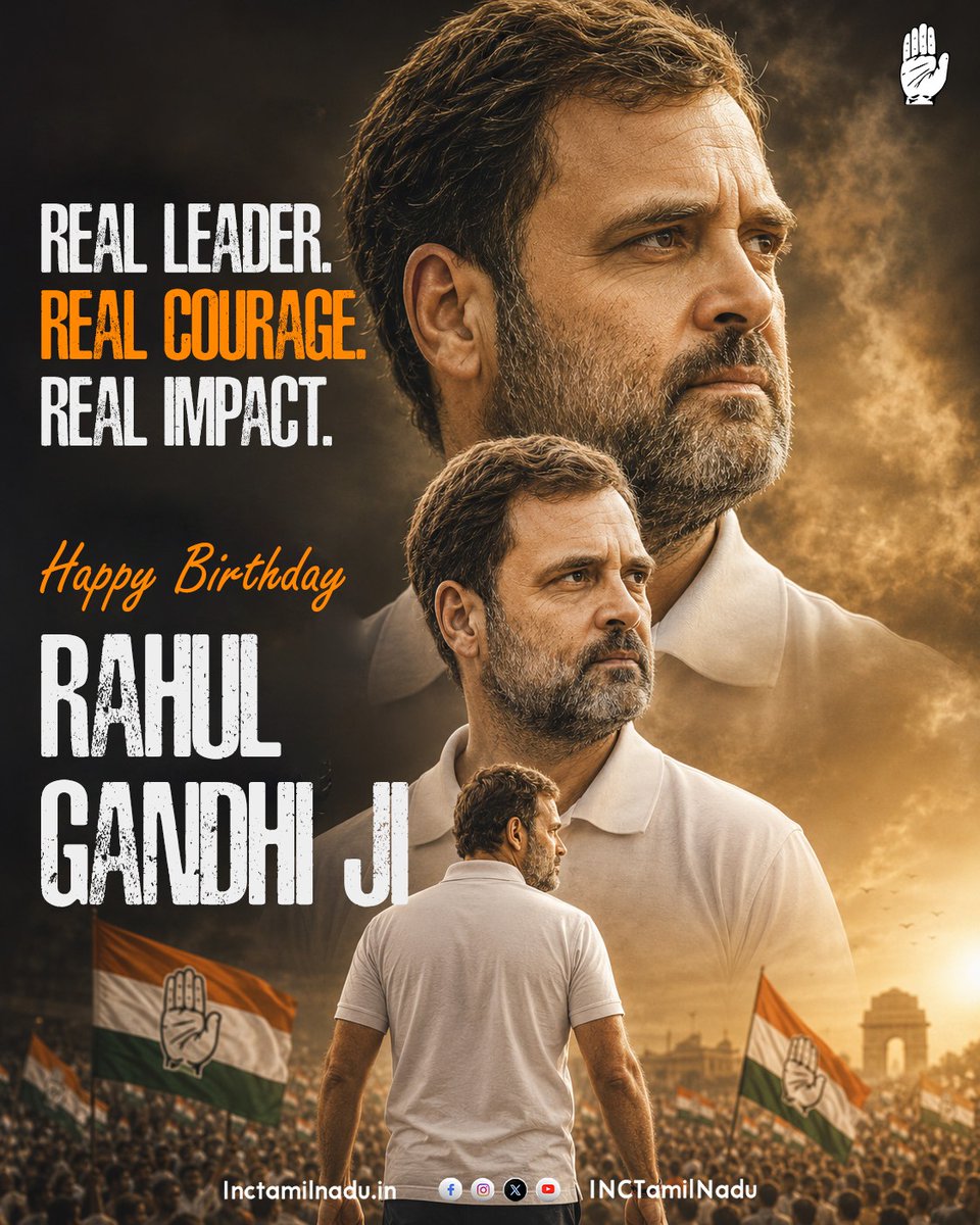 INCTamilNadu's tweet photo. Real Leader.
Real Courage.
Real Impact.

Happy Birthday, Rahul Gandhi 💐 https://t.co/bMrWPpxSk8