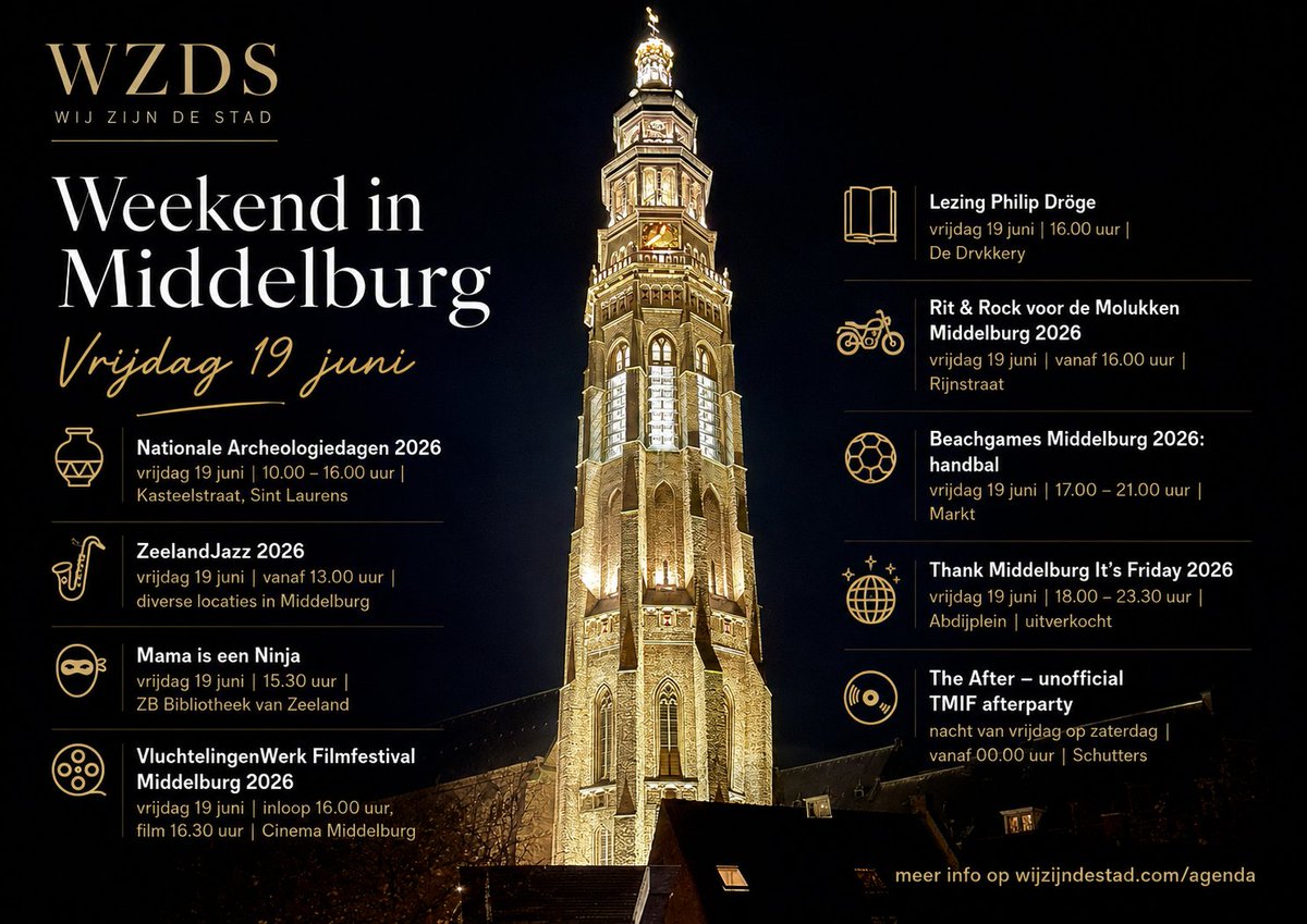 wijzijndestad's tweet photo. Het lijken wel Stadsfeesten! De Middelburgse agenda van 19 t/m 21 juni 2026

https://t.co/zBdLt5Edl7 https://t.co/LKo2etwMdN