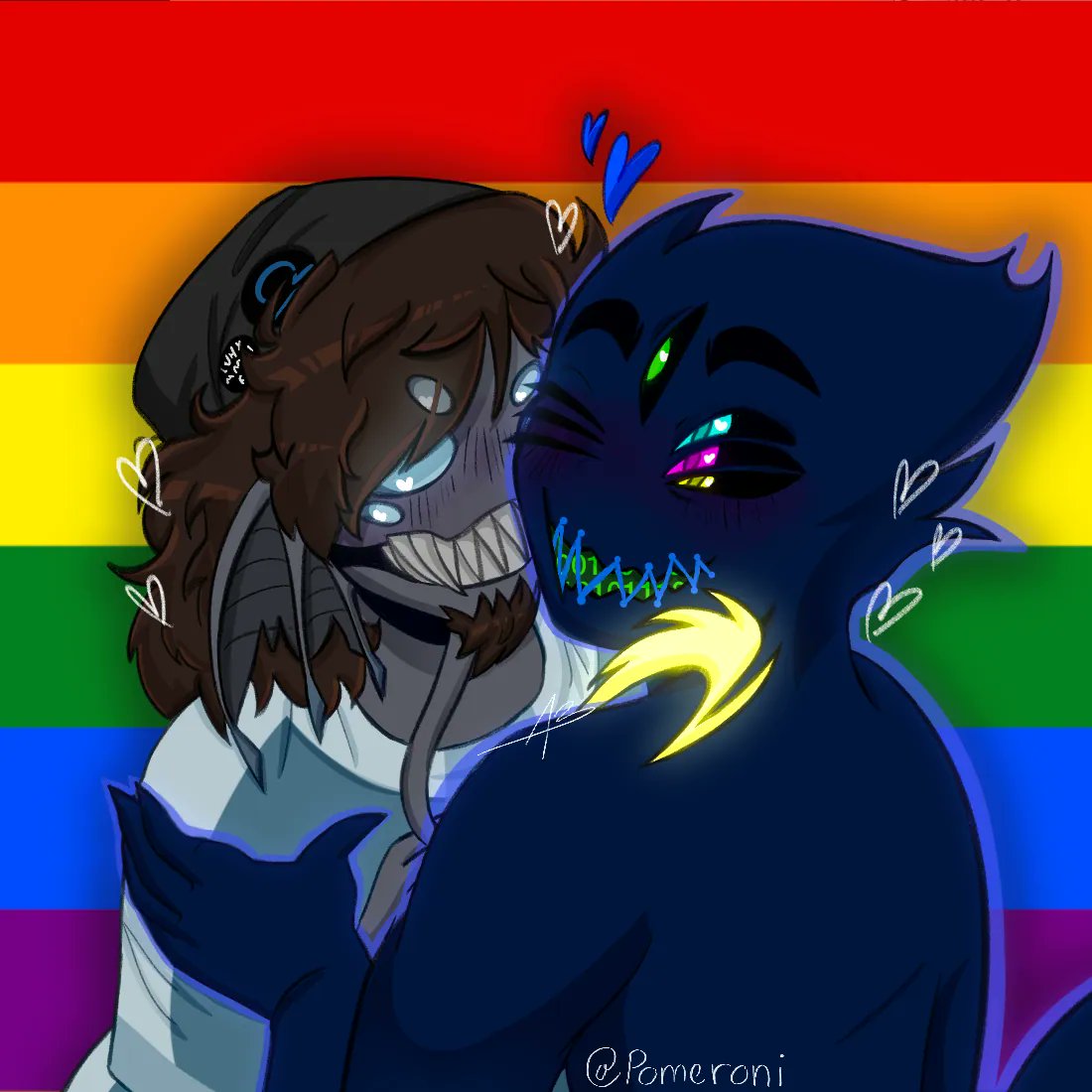 Am0chamo's tweet photo. The gay cuties

art by: https://t.co/PPd6KM9jcT
(on the left) Al (It) belongs to @Galileo_eel 
(on the right) C.A.D (it/they/him) belongs to me 
both are sonas please respect boundries ect. https://t.co/4nFidYTpci