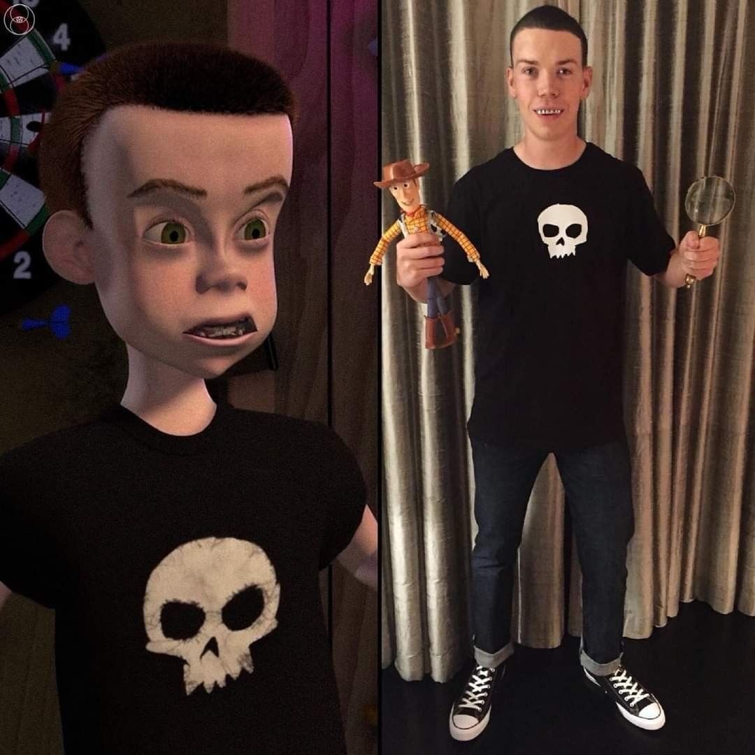 nostalgiaa's tweet photo. Will Poulter dressed up as Sid from Toy Story https://t.co/8xbO7RHbg8