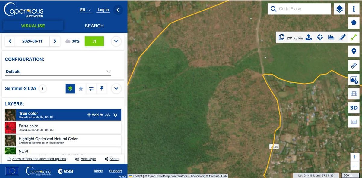 RhinoArk's tweet photo. 🚨 PUBLIC UPDATE
11 June 2026: Upper Imenti Forest Reserve intact.
5 days later: a cleared airstrip in the forest.
This was a restored site, community biodiversity recovery erased.
Rhino Ark calls for halt pending ESIA, public participation & @NemaKenya.
#HandsOffOurForests https://t.co/uShOrJfeQa