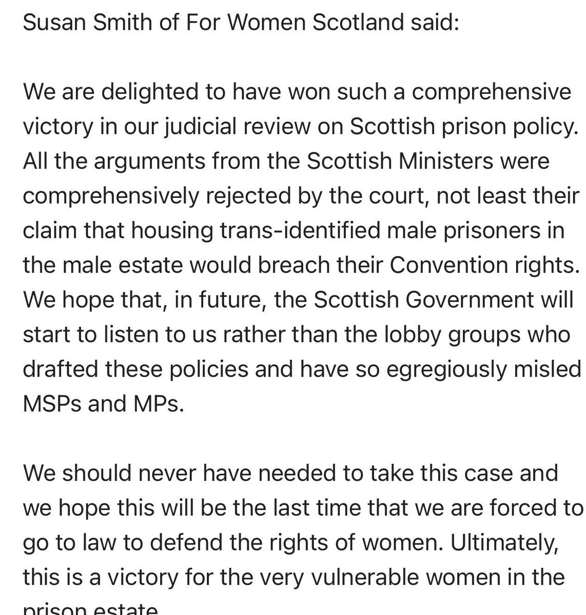 ladymcbeth2's tweet photo. After being beaten out of the park by the Scottish Conservatives last night in Aberdeen, the Scottish government squirming over yet ANOTHER defeat by the brilliant For Women Scotland team who have won their legal action challenging men being placed in women’s prisons. What a day! https://t.co/KyVSgWoO0D