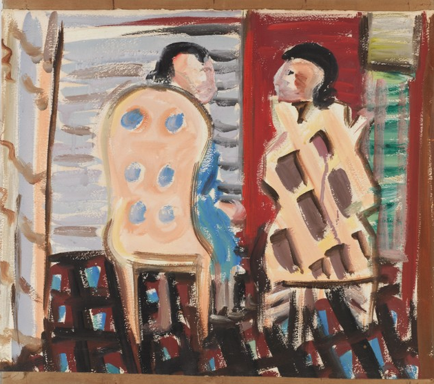 de_landolf's tweet photo. — Conversation Piece, Louis Morris  [1946, 18 1/2 x 22 in. (47.0 x 55.9 cm), Gouache on paper] https://t.co/GjXuGwLFOs