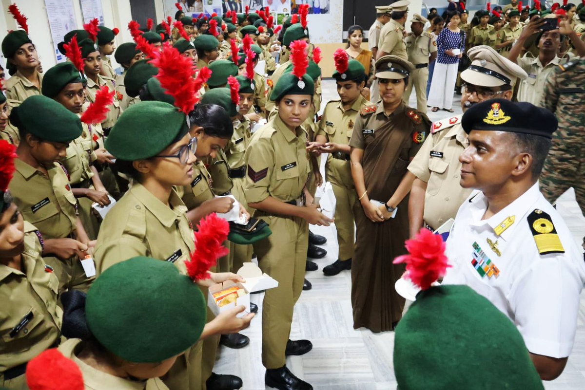 NCCGPHQVSP's tweet photo. 🚩 🇮🇳  507 cadets. 10 days. One powerful message: 
" The leaders of Viksit Bharat 2047 are sitting in this audience today ."

During a first-of-its-kind Fireside Chat at CATC-V, Cmde Sumanta Roy, Gp Cdr, #NCC Group Visakhapatnam challenged cadets to think beyond certificates and focus on character, leadership and service.

From firing ranges and tactical exercises to confidence marches and field training, CATC-V wasn't just a camp - it was a launchpad for future leaders.

🔥 Confidence built. 🤝 Friendships forged. 🇮🇳 Leadership ignited.

#NCC #CATCV #India2047 #FutureLeaders #UnityAndDiscipline #NCCIndia #VizagNCC