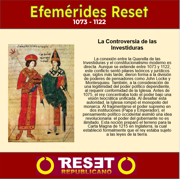 ResetRep's tweet photo. La Querella de las Investiduras estremeció el campo de las ideas políticas, estableciendo que el poder del gobernante no es total. https://t.co/TjZThiHwuR