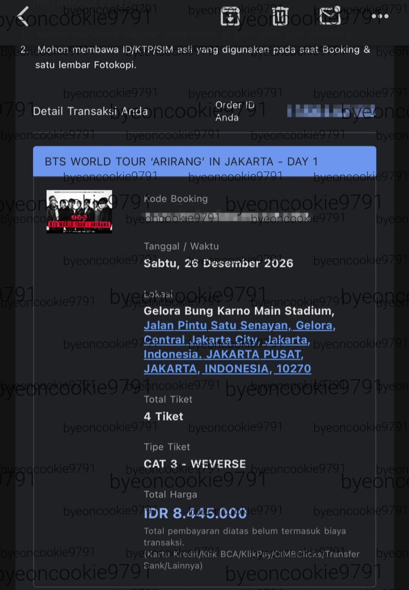 byeoncookie9791's tweet photo. wts • want to sell

BTS ARIRANG IN JAKARTA
- weverse presale -

[ DAY 1 ] 
cat 3 - 4 tix

💸offer by dm
💲open cicilan
💯trusted
✅fullpay, proof ss realtime
✅diurus sampai fisik
‼️serious buyer only
🏘jakarta

tiket jakarta world tour membership army 2026

#BTSinJakarta #BTS https://t.co/kF089beh8u