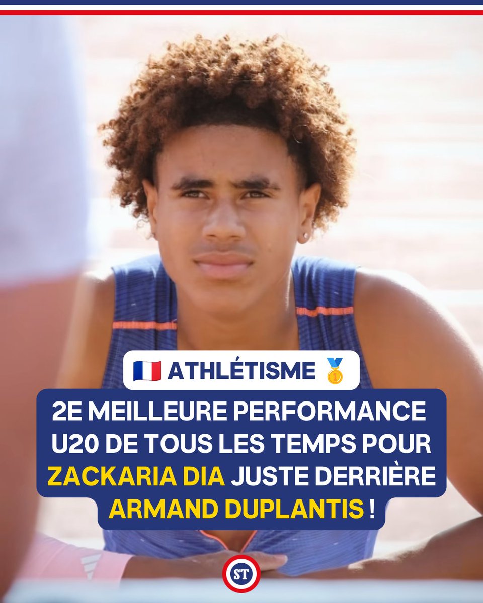 sportricolore's tweet photo. 🇫🇷 Deuxième meilleure performance de tous les temps en juniors à la perche pour Zackaria Dia 🤩

5m82 (contre 6m05 pour Armand Duplantis) ��

Seulement 18 ans pour notre prodige de la perche💎

📸 FFA https://t.co/i9xYeRgbNY