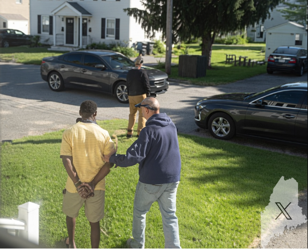 unquirer's tweet photo. ICE Sweeps Redbank South Portland
Arresting Foreigner 6/14/26

Maine was turned into a Sanctuary for illegal foreigners under Democrat policies/laws.  Ironically - putting a target on the state and certain cities/towns - making the job much easier.

*For every photo or video that surfaces, countless other go unseen.  Janet Mills(D) ushered in these waves of foreigners from Islamic or broken cultures that are diametrically opposed to ours in order to secure voting power.  The cost is immeasurable to tax payers & society.