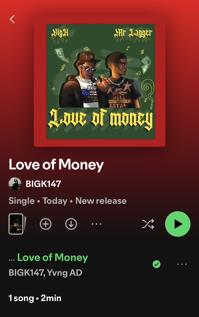 Bigk_147's tweet photo. Love of money is out massive likes &amp; repost love of money SZN https://t.co/E5fGf0AZq9