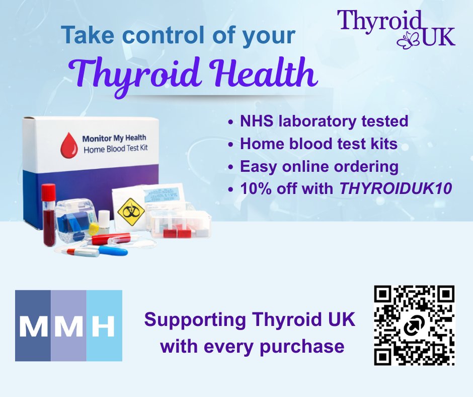 thyroiduk_org's tweet photo. Check your thyroid health from the comfort of your home with NHS laboratory-tested blood tests via our partner Monitor My Health. 

Find out more information: https://t.co/V7dav6vFwW

Don't forget to use code THYROIDUK10 for 10% off! https://t.co/WxQvOPqIhR