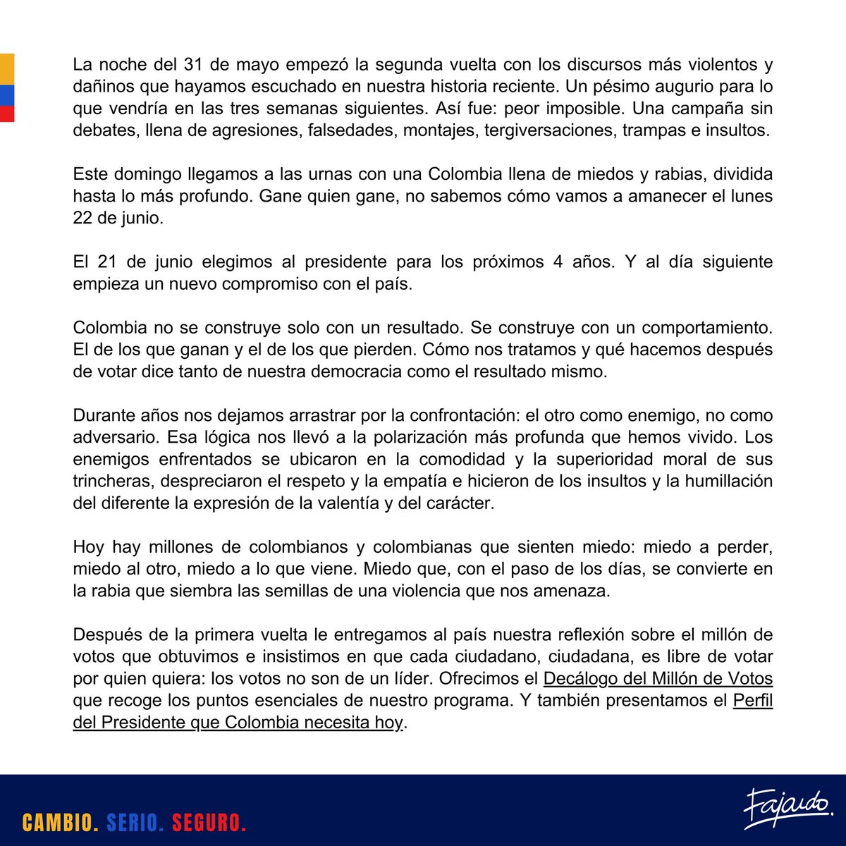 Sergio Fajardo tweet media