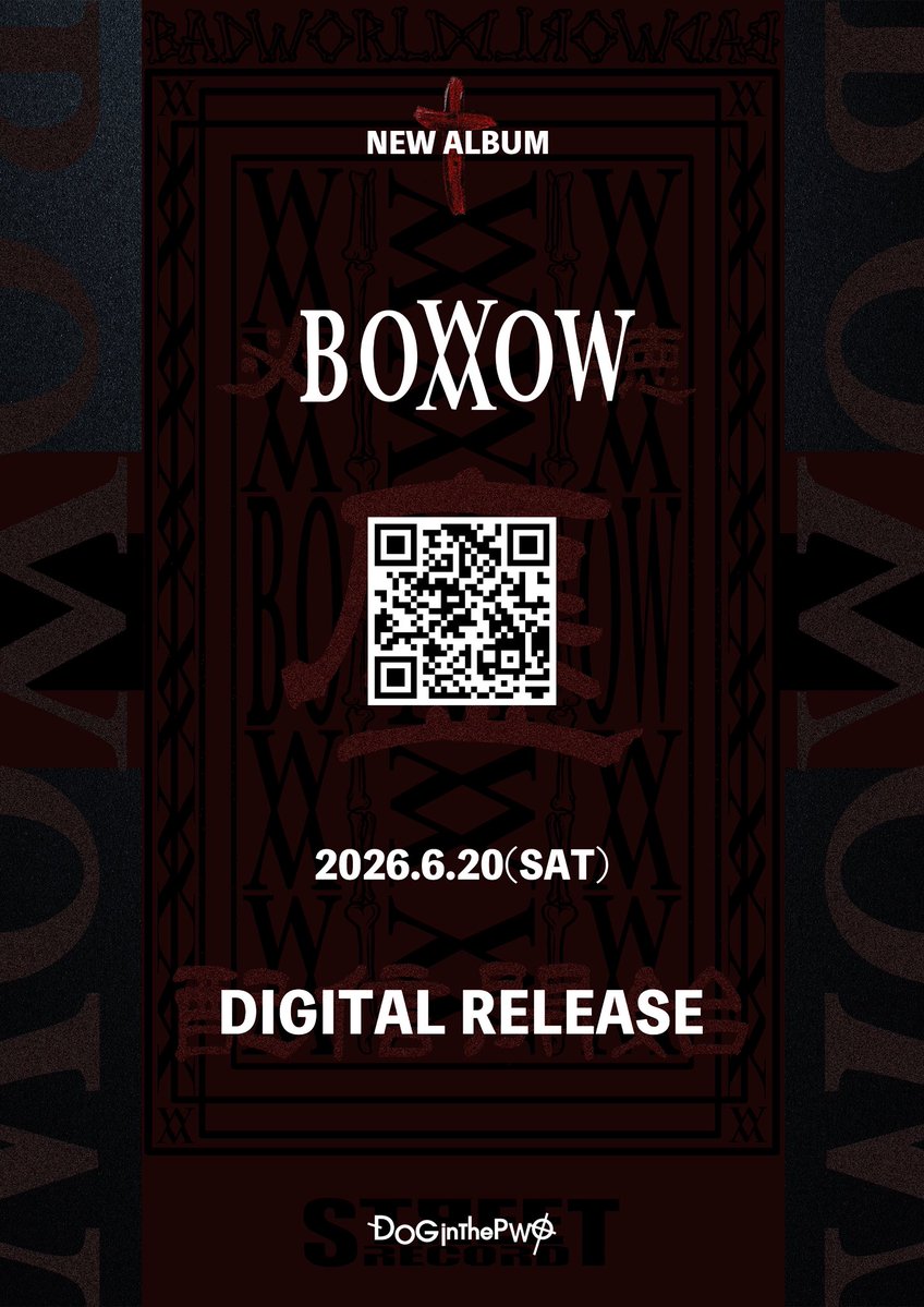 DOGinThePWO_X's tweet photo. ╋━━━━━━━━━
6th FULLALBUM
『𝐁𝐎𝐖𝐖𝐎𝐖』
2026.6.20(sat)RELEASE！
━━━━━━━━━╋

6th Full Album「BOWWOW」
[12Songs]
01. 咆哮式DDT
02. BADWORLD
03. LIKE@SEVENTEEN
04. XIII
05. 天使少女
06. OVER
07. DEVILS IN MY HEAD
08. 致命的興奮
09. ジェネリックラプソディー
10. DROPOUT
11. ほんとはね。
12. STREET(JCT-REMIX)

「BOWWOW」配信/デジタルRELEASE
国内配信 : 2026.6.20 (sat)
海外配信 : 2026.6.20 (sat)
URL : https://t.co/GsKHfoIzcq

#DOGinThePWO #FULLALBUM #BOWWOW
