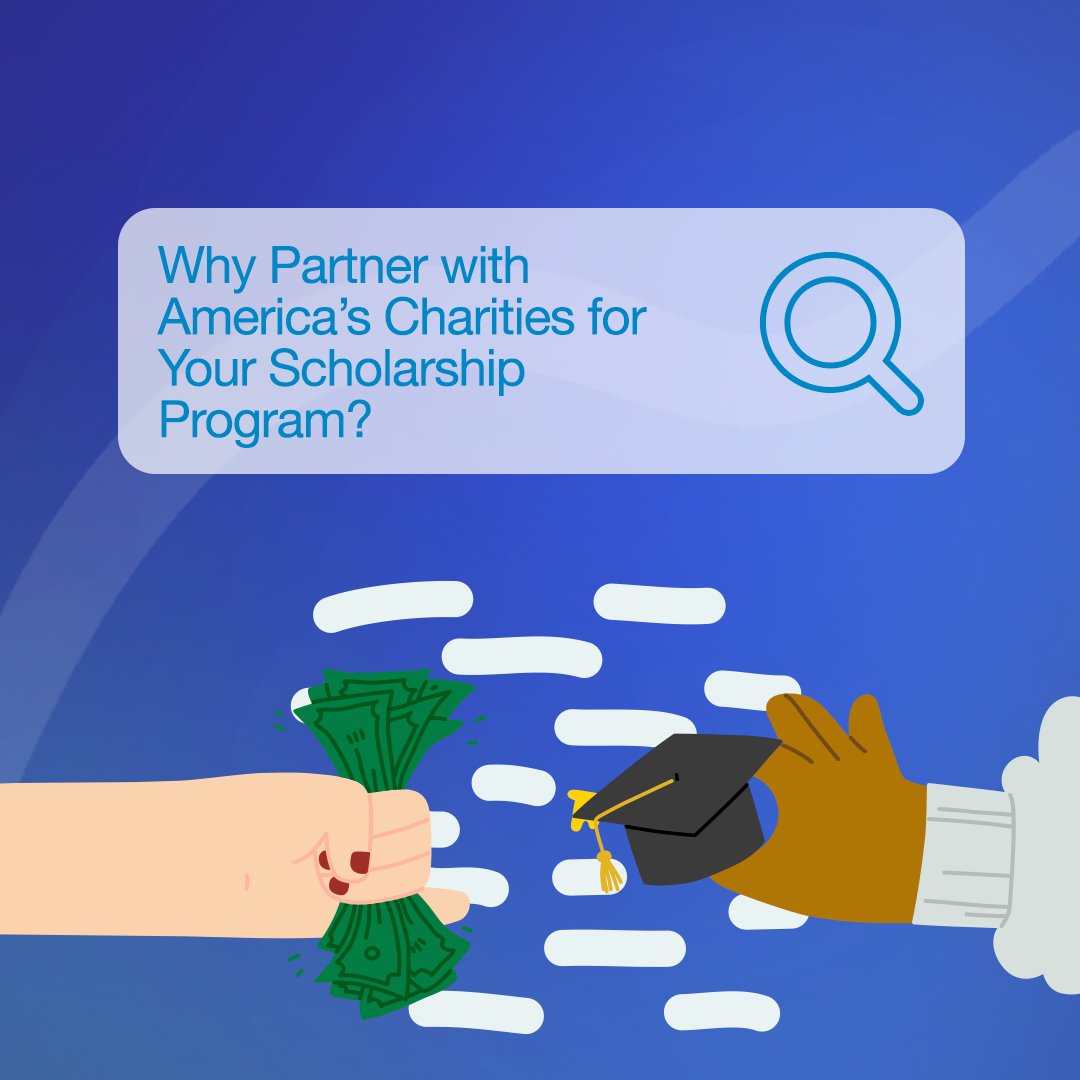 AmerCharities's tweet photo. Want to make an impact? America's Charities has you covered. Let us take care of your scholarship program - from setting up policies to getting donations and marketing. It's easy and rewarding! https://t.co/XJppQHJSvV https://t.co/Ty9K8i4y6r