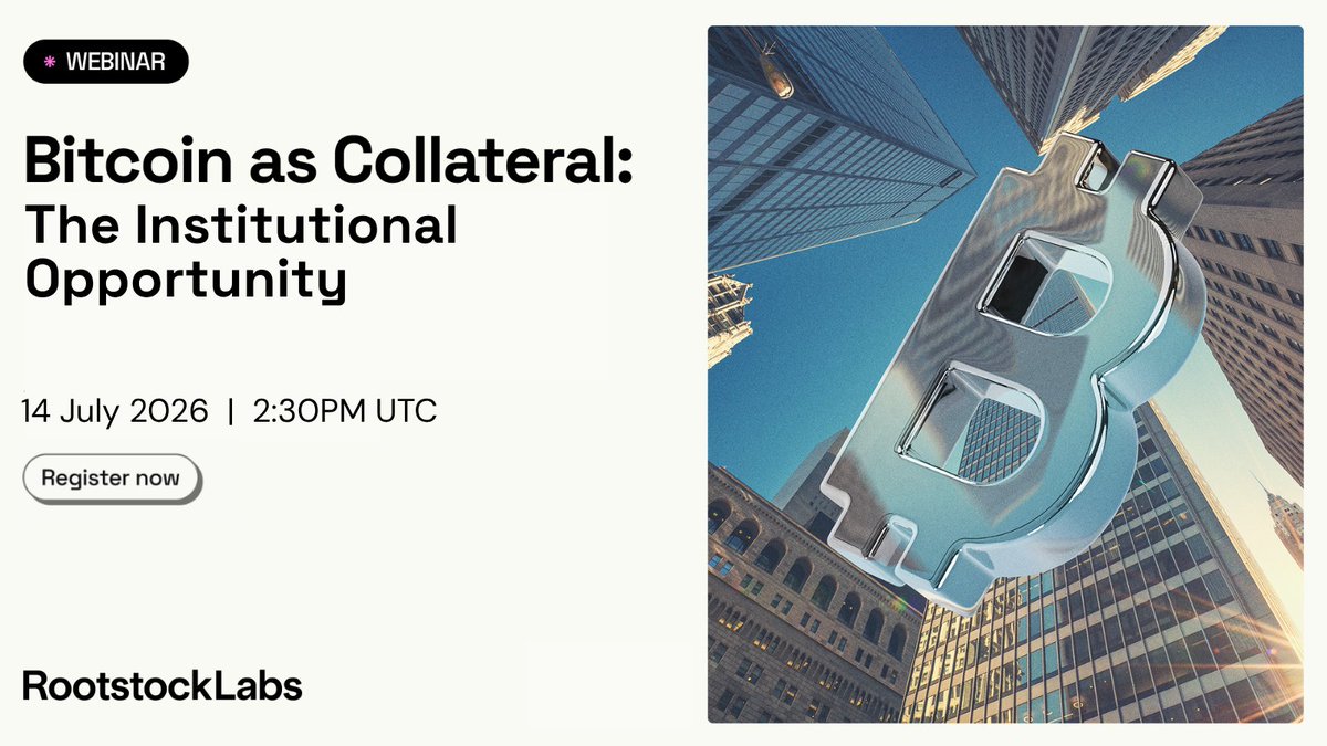 RootstockLabs's tweet photo. As institutions move beyond simply holding Bitcoin, one question gets bigger.

How can $BTC be used productively without compromising on security, transparency, or trust assumptions?

🔗 https://t.co/HpjnVkoCz4

Join us on 14 July for a webinar with industry experts.

We’ll cover Bitcoin-backed financing, treasury trade-offs, and real-world liquidity planning for Bitcoin-native companies.