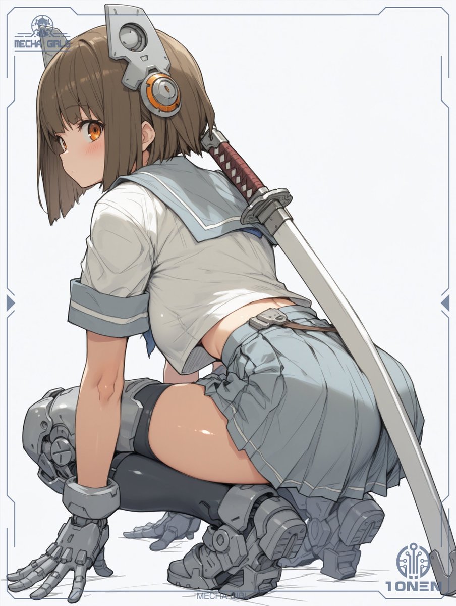 アクションメカ娘 ん？ ______ GeminiからNano Bananaで手指を 修正し
