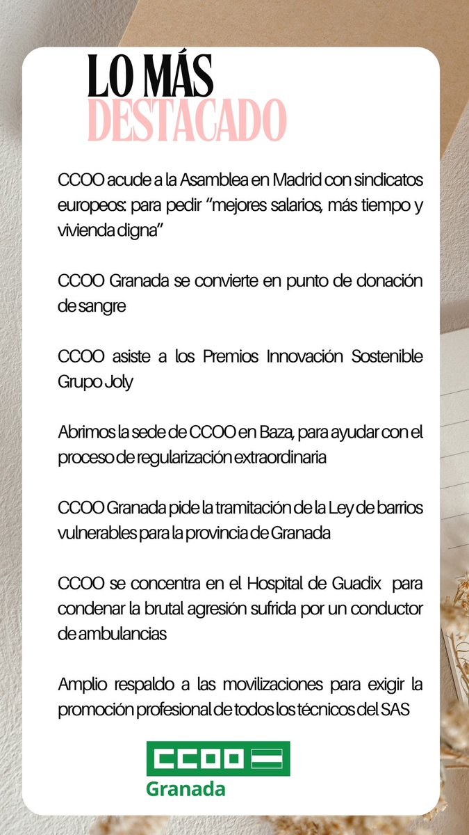 ccoogranada's tweet photo. Esta semana en CCOO Granada... https://t.co/XsFOruk2dQ