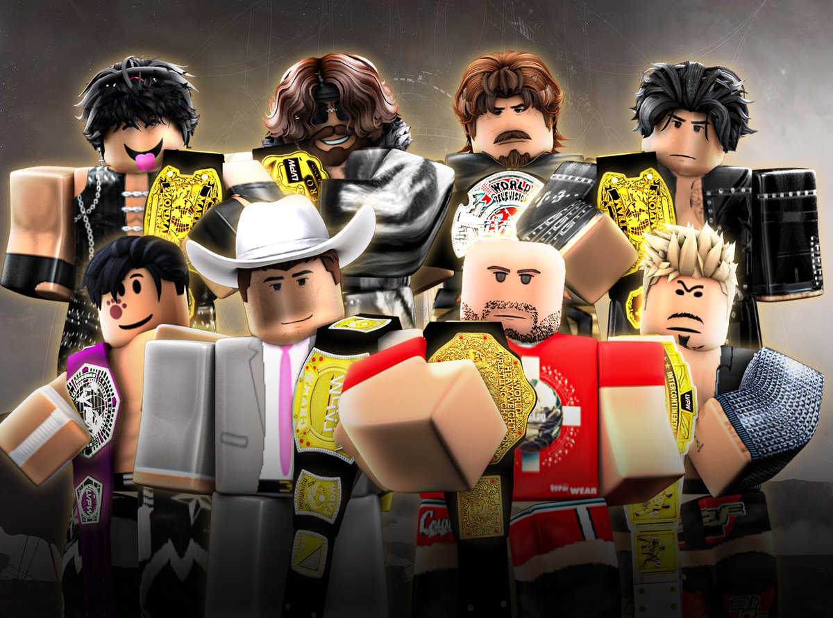 LVPWROBLOX's tweet photo. The Current Champions as of June 19th 2026.
Reign Length
@iblameptr  - LVPW World Championship - 133 Days.
@j2jj_  - World Heavyweight Championship - 301 Days.
@ceruwock  - Intercontinental Championship - 139 Days.
@EzraRoWrestling - Mexican Championship - 132 Days.
@StemRW - Cruiserweight Championship - 868 Days.
@JaxsonRwPosts & Tae Xtreme - Tag Team Championships - 273 Days.
@DollarOmegamanX - Hardcore Television Champion - 93 Days (continued from WNW)
Comment down who your favorite Champion is in LVPW. ⬇️ #LVPW2026