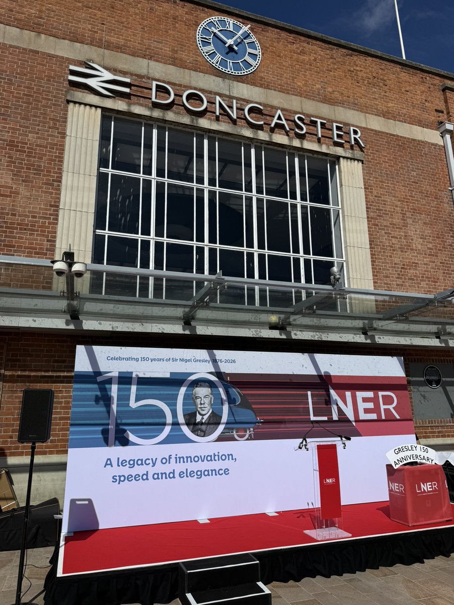 TodaysRailways's tweet photo. Great to be with @LNER today to celebrate 150 years since the birth of Sir Nigel Gresley. Azuma 801228 has been named “Gresley 150” and operated a special from Doncaster to York and back https://t.co/Y5YpPBErnK