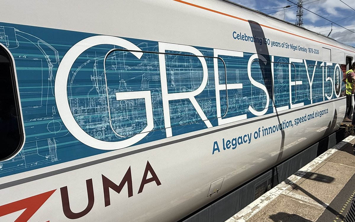 TodaysRailways's tweet photo. Great to be with @LNER today to celebrate 150 years since the birth of Sir Nigel Gresley. Azuma 801228 has been named “Gresley 150” and operated a special from Doncaster to York and back https://t.co/Y5YpPBErnK