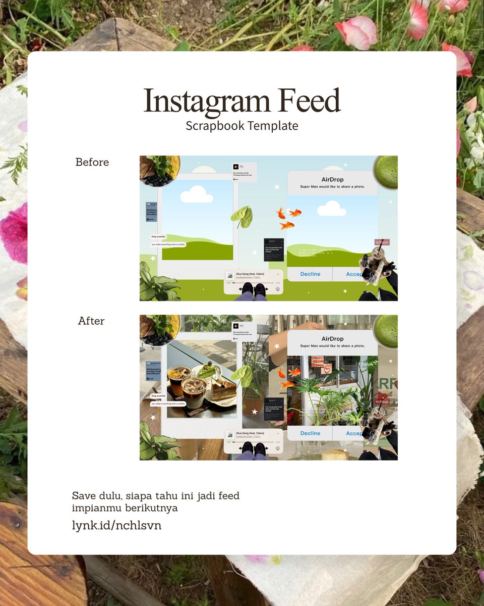 nchlsvn's tweet photo. 🎀 oke, udah scroll cukup lama
sekarang saatnya gerak!

Template Post Landscape @nchlsvn ready to use
drag &amp; drop, fully editable, anti ribet ✨
tinggal satu klik buat mulai 💖

Dapatkan di https://t.co/g2ojw9tZ3n 🌷✨

#TemplateScrapbook #AestheticTemplate #Zonauang #Zonajajan https://t.co/2BD2N9N6cW