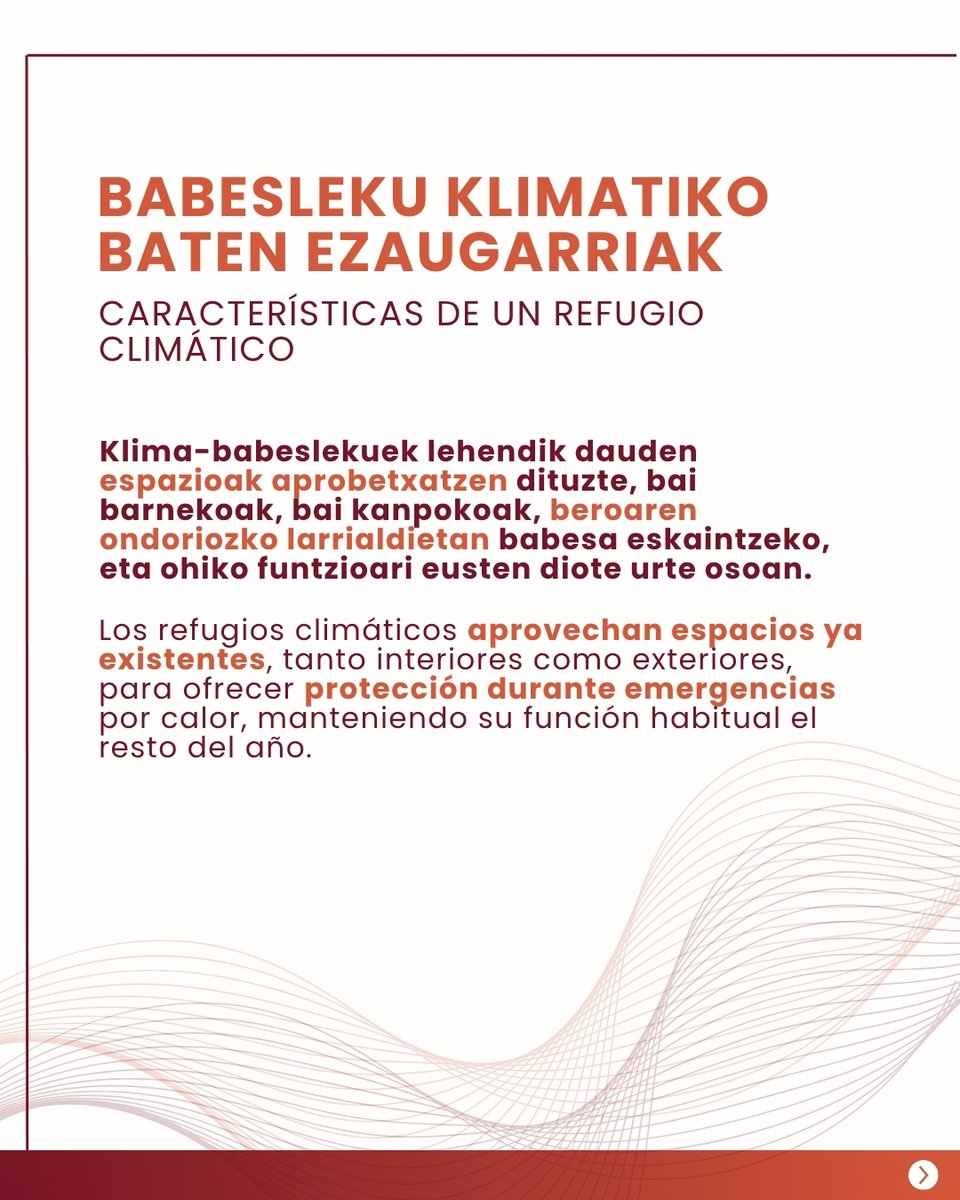 Ihobe_Eus's tweet photo. 🌡️ Dagoeneko eskuragarri dago Euskadiko Klimaren Babeslekuen Sarea gida.
 
Tresna praktikoa da, udalei muturreko berotik babesteko guneak identifikatzen, diseinatzen eta mapeatzen laguntzeko. https://t.co/LXfyzKFnLr