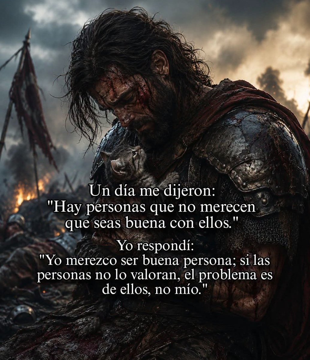 andland35's tweet photo. Hay quienes creen que ser una buena persona depende de cómo te traten. Pero la virtud nunca fue un intercambio; es una decisión.

Un guerrero puede salir de la batalla cubierto de heridas y, aun así, detenerse para salvar a un ser indefenso. No porque el mundo lo merezca, sino porque él se niega a perder aquello que le da verdadero valor: su humanidad.

✨ Nadie puede obligarte a actuar con odio, rencor o crueldad. Las acciones de los demás les pertenecen. Las tuyas hablan de quién eres.

✨ No permitas que la maldad ajena dicte tu carácter. Que otros fallen a sus principios no significa que tú debas abandonar los tuyos.

✨ Ser bueno no es ser débil. Es tener la fuerza de conservar la nobleza cuando sería más fácil dejar que el resentimiento tome el control.

✨ Porque al final, la mayor victoria no es vencer a los demás; es no perderte a ti mismo.

¡Feliz y bendito viernes para todos! 

#Koji_Sensei