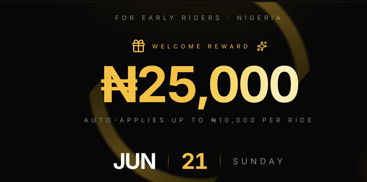 usePerfectRide's tweet photo. From June 21, 2026, any Nigerian joining PerfectRide and interacting with the AI mobility agent on Telegram or WhatsApp will be eligible for the welcome reward top-up (T&amp;C applied).

Use the link to get started: https://t.co/RQZmD6GiAy https://t.co/MEDms9FVPh
