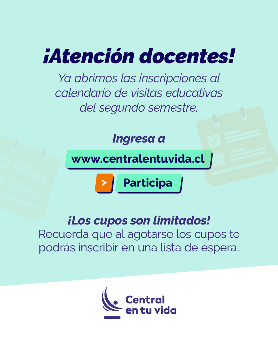 centralentuvida's tweet photo. ¡Ya puedes inscribirte a las visitas educativas al Banco Central!🏦
Si eres docente, ya puedes inscribir a tu curso a una de las fechas disponibles, ¡si los cupos se agotan se abrirá una lista de espera!.
Puedes ver toda la información en https://t.co/GMenqveEBt
¡Cupos limitados! https://t.co/YHmWELPGMQ