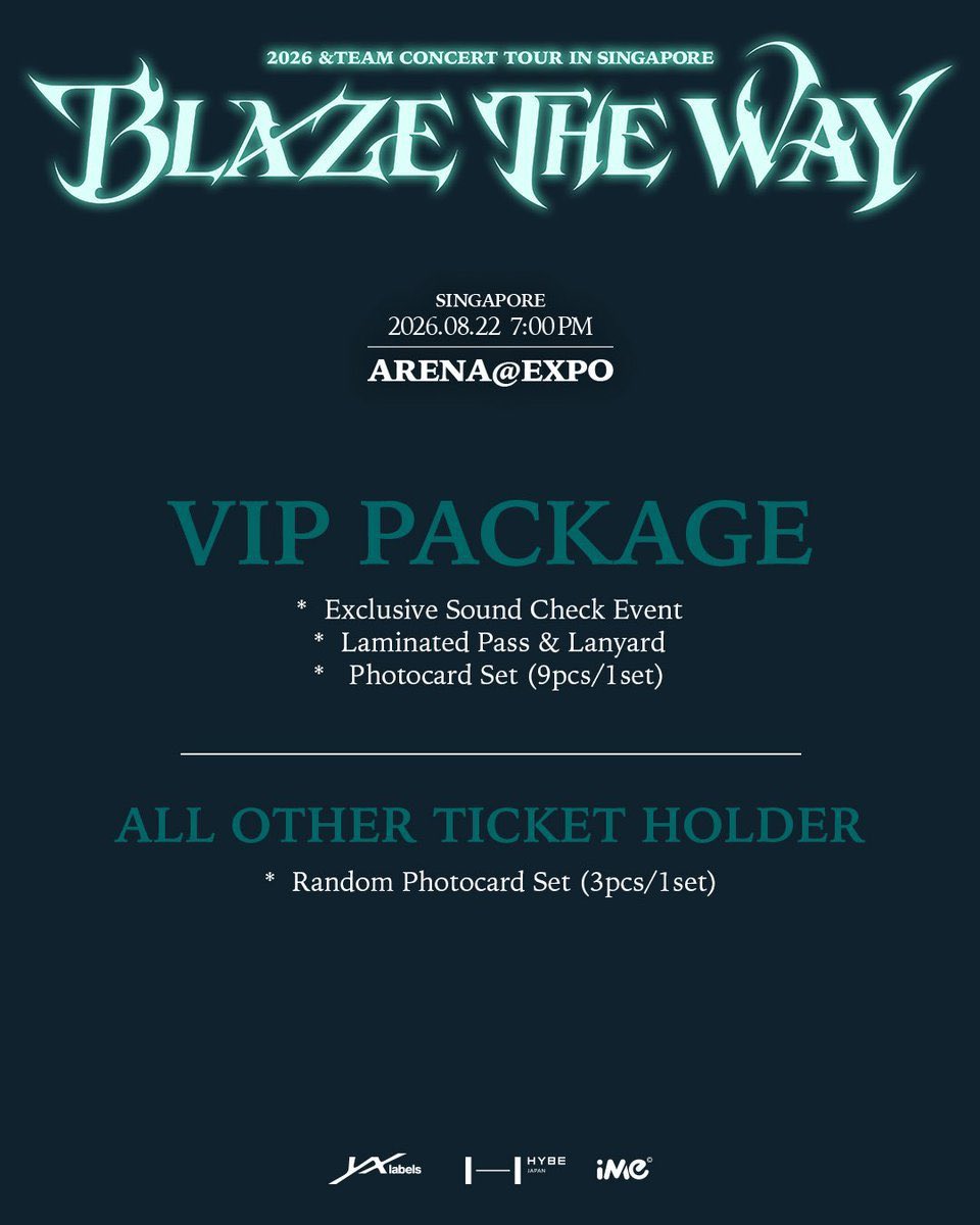 Himari80o's tweet photo. #WTS &TEAM 2026 CONCERT TOUR 'BLAZE THE WAY' IN SINGAPORE 🇸🇬

🗓 日程
2026.08.22(土) 19:00

🏟 Arena @ EXPO Hall 8（シンガポール EXPO）

🎫 チケッティングスケジュール（現地時間）
▪️ FC先行（LUNÉ MEMBERSHIP）：06.22(月) 12:00 ～ 18:00
※事前申請済みの会員様のみ（1コード最大2枚）
▪️ 一般発売：06.23(火) 12:00 〜（最大4枚まで）

🎟 受付内容
▪️ FC先行 代理チケッティング枠（認証・申込サポート込み）
▪️ 一般発売 代理チケッティング枠

⚠️ モバイルチケット（全席指定）対応・安全なアカウント連携・入場完全サポート。

📩 ご予約の準備が整いましたら、希望の「受付枠（FC/一般）、座席エリア、枚数、ご予算」を明記の上、DMまでご連絡ください。

#andTEAM #エンティーム #エンティム #앤팀 #LUNÉ #ルネ #ウィジュ #フウマ #ケイ #ニコラス #ユウマ #ジョー #ハルア #タキ #マキ #BLAZETHEWAY #BLAZETHEWAY_SINGAPORE #シンガポールコン #海外コン #チケット代行 #チケッティング代行 #チケッティング #代理チケッティング #チケット譲渡 #チケトレ #andTEAM譲 #andTEAM求 #앤팀양도 #양度