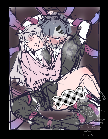 lyrishidumu's tweet photo. ←構図ラフ　♡　完成→

お気に絵のラフ掘り起こしたら記憶よりだいぶゆるくて笑っちゃったのでビフォアフ·͜· ✎ ̼ https://t.co/YhVe4IakRS