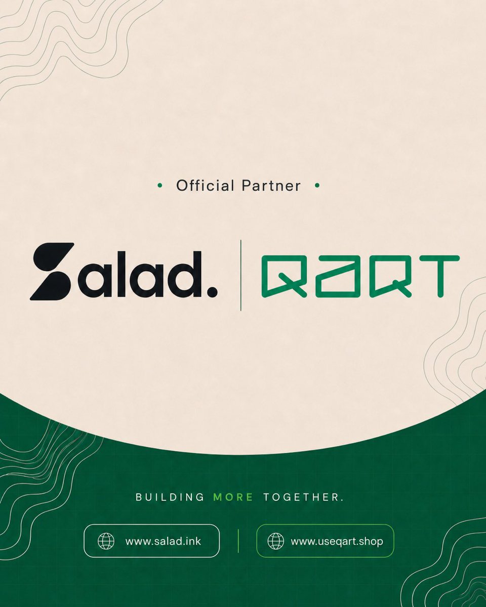 usesalad_'s tweet photo. Excited to welcome Qart(@useqart) as one of our first startup partners.

Over the next few weeks, their team will be using Salad as part of their day-to-day work, bringing multiple AI models into one shared workspace instead of juggling separate tools and conversations.

Welcome to Salad, Qart💚