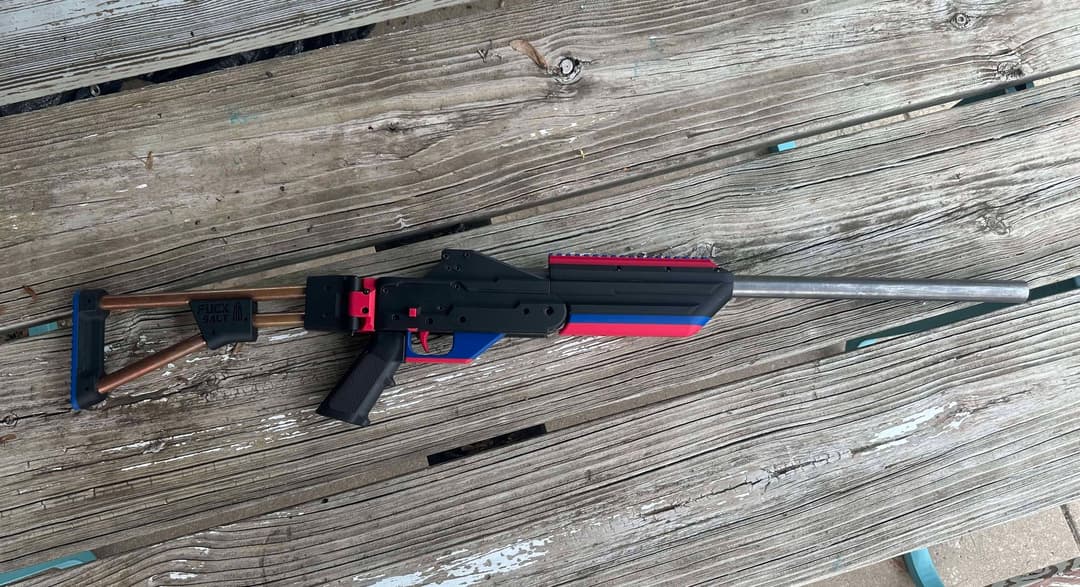 ModeratorGage's tweet photo. I hope y'all are starting to get used to these posts because I'm planning on making 1 post a day. Let me introduce you to the Dirte Dozen. We just recently introduced you all to this one a while back. It is a completely DIY 12 gauge platform that can be single or double barrel. It's a standard break action that uses no firearm parts not a single one. Springs can be easily made or sourced, the barrels are 4130 seamless tube, the firing pins made at home, etc. Everything here you can do it yourself or you can find at your local hardware store. You don't see many 3d printed 12 gauges especially ones as DIY as this we want your help testing this one so we can release it and trust us we are already really close on this one. So come and join the team and help us make history.