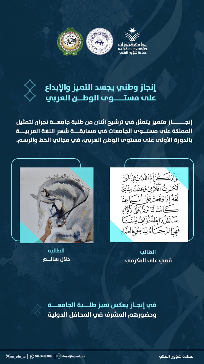 nu_edu_sa's tweet photo. إنجازُ وطني يُجسِّد التميز والإبداع 
على مستوى الوطن العربي.
#جامعة_نجران 
@Najran_Univers https://t.co/5nOGJ9PIU3