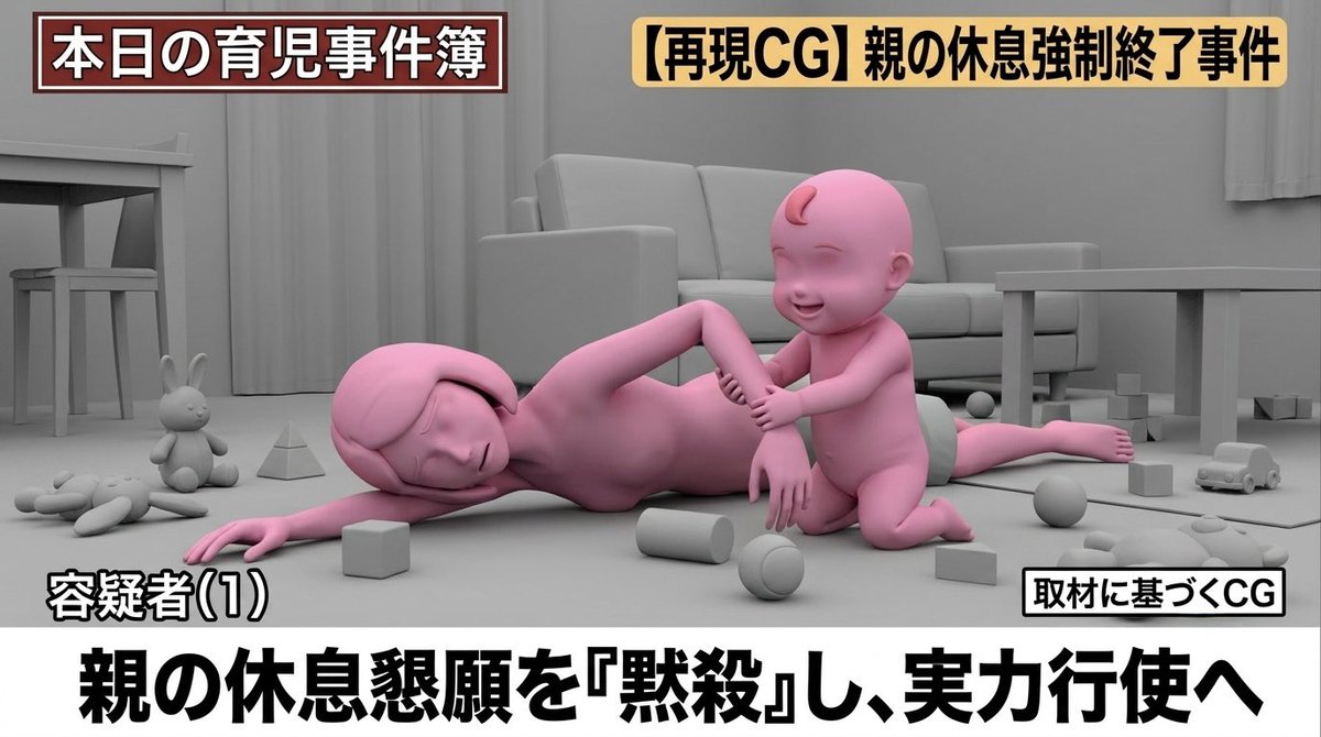 ikuji_jikenbo's tweet photo. 【🚨育児事件発生🚨】
本日、自宅リビングにて『親の休息強制終了事件』が発生しました。

容疑者(1)は、被害女性(32)の「ちょっと横にならせて」という切実な休息の懇願を完全否定。

満面の笑みで親の手をグイグイ引っ張り、物理的に引きずり起こすという実力行使に及んだ模様です。

現場の被害女性は…👇🏻(続く)