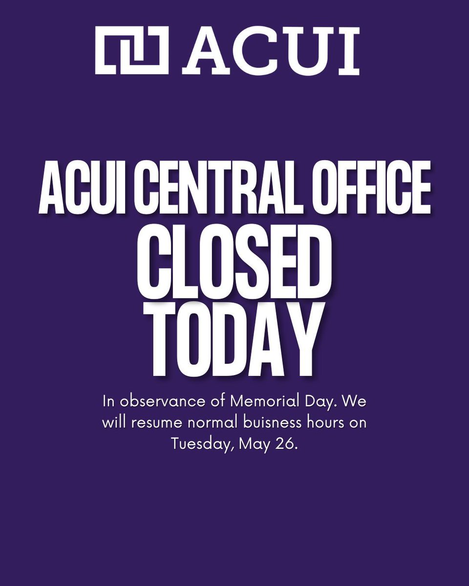 ACUItweets's tweet photo. Notice: The #ACUI Central Office is closed Friday, June 19, in observance of Juneteenth. https://t.co/13FlH1AuC9