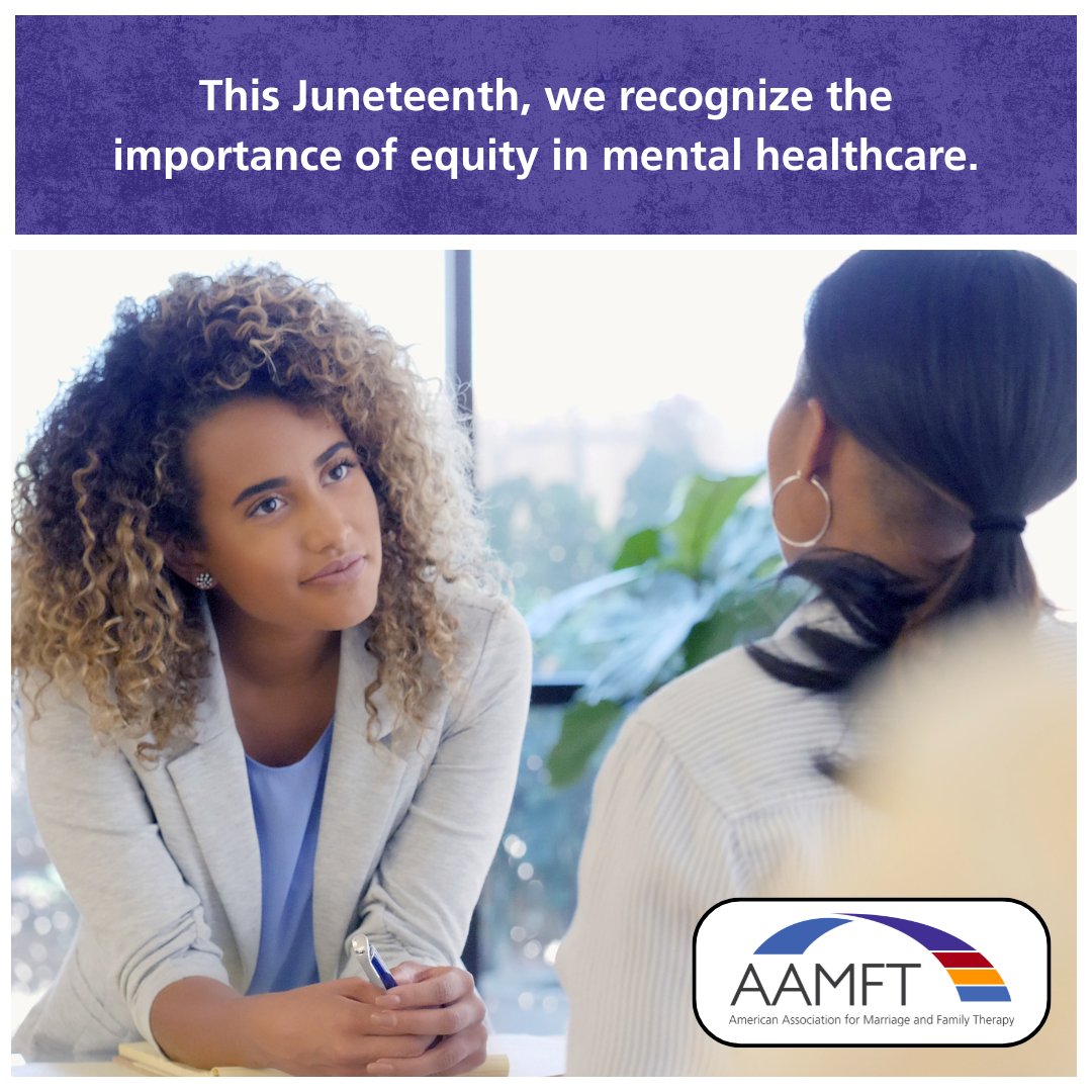 TheAAMFT's tweet photo. This Juneteenth, we recognize the importance of equity in mental healthcare. AAMFT’s Systemic Ethics Textbook explores discrimination, bias in therapy, and therapists’ responsibility to provide affirming, culturally responsive care. #Juneteenth
🔗 https://t.co/4abeuKuDM8 https://t.co/ZIIvctpJi3