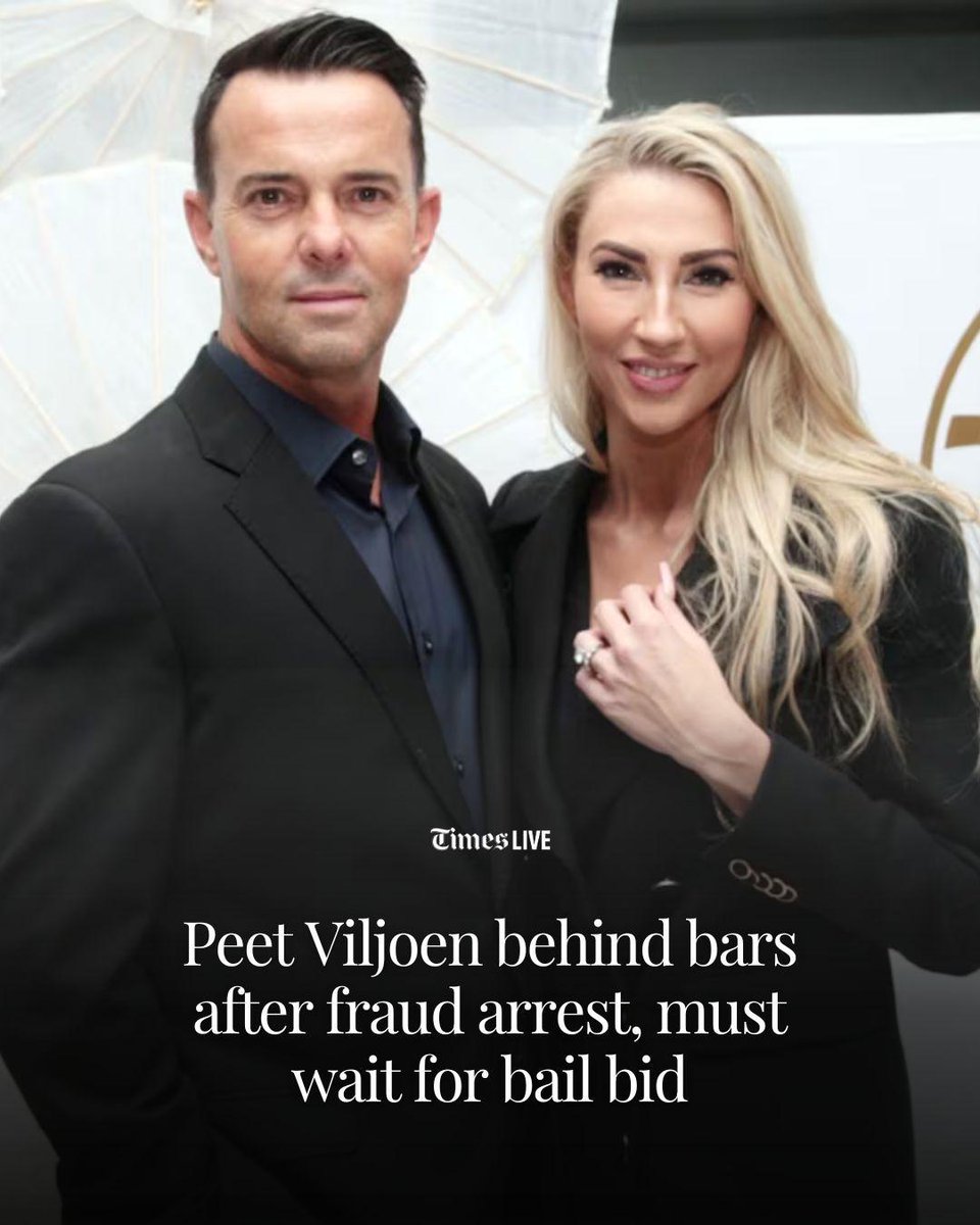 TimesLIVE's tweet photo. Disbarred lawyer Peet Viljoen, popularly known for his stint on The Real Housewives of Pretoria, is set to remain behind bars until next week after his brief appearance in the Pretoria specialised commercial crimes court on Thursday.

Read the full story: https://t.co/NmOiAYj3La https://t.co/qOLpUPel8d